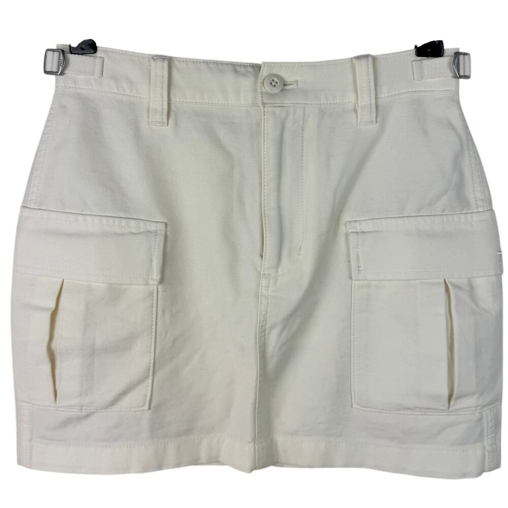 TNA Supply White Cargo Micro Skirt Cotton Denim Mid-Rise Relaxed Zip Fly Size 2
